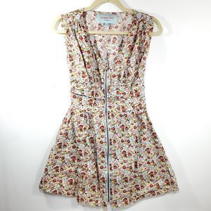 Paper Doll Fit & Flare Front Zip Floral Mini Dress